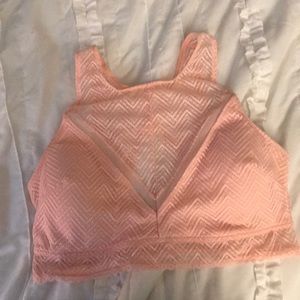 Pink lace bralette with build in pads